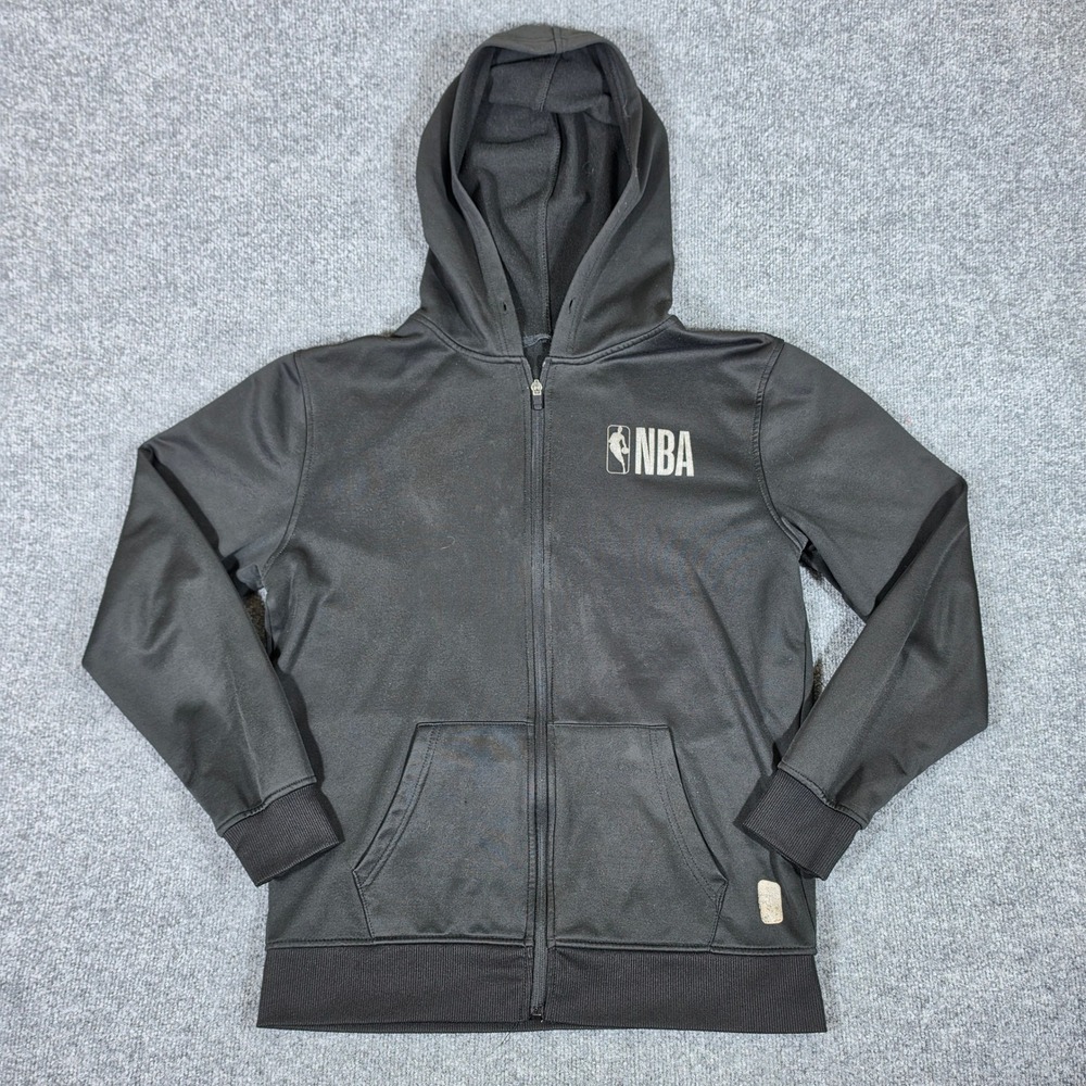 NBA Mens Full Zip Hoodie Black Athletic Basketball Sweatshirt Size Large